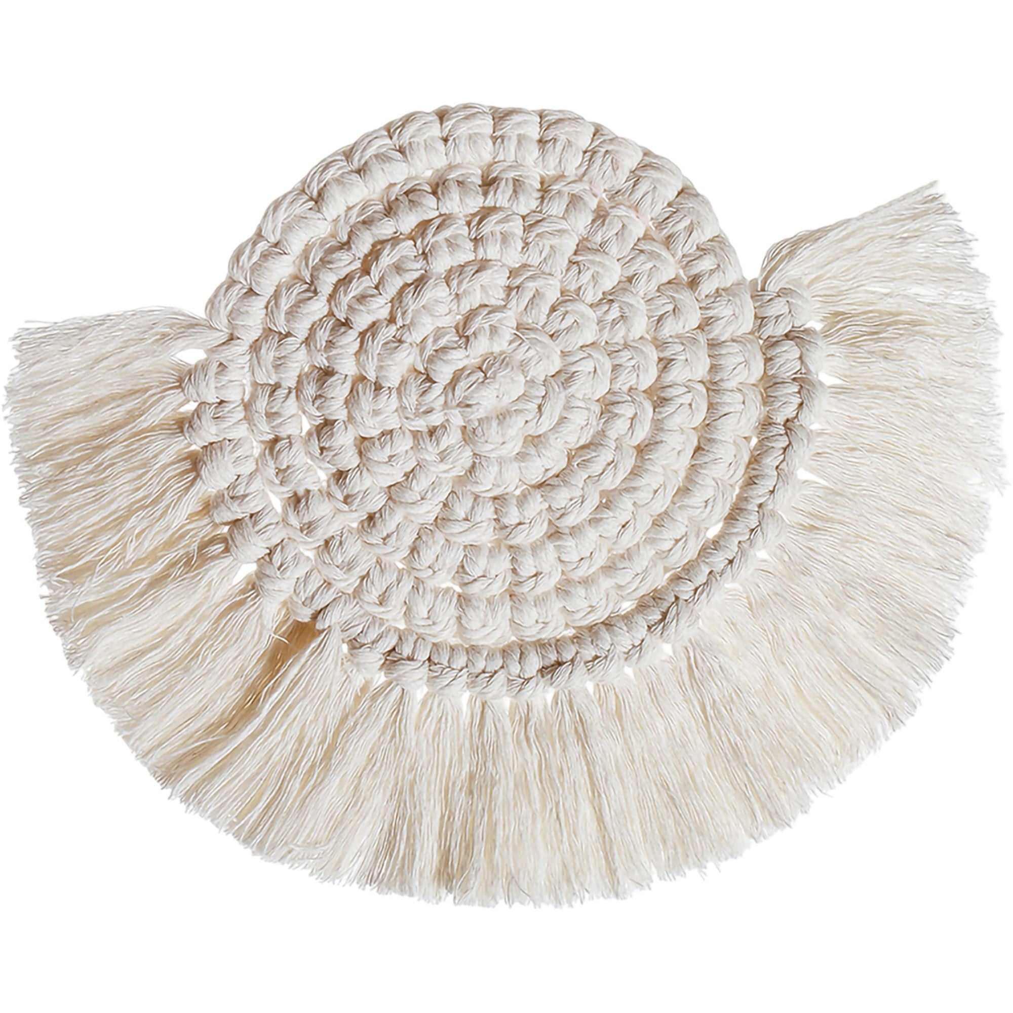 Anna-Kaci Woven Fiber Coaster with Fringe Detail for Tabletop Protection and Decorative Candle Display