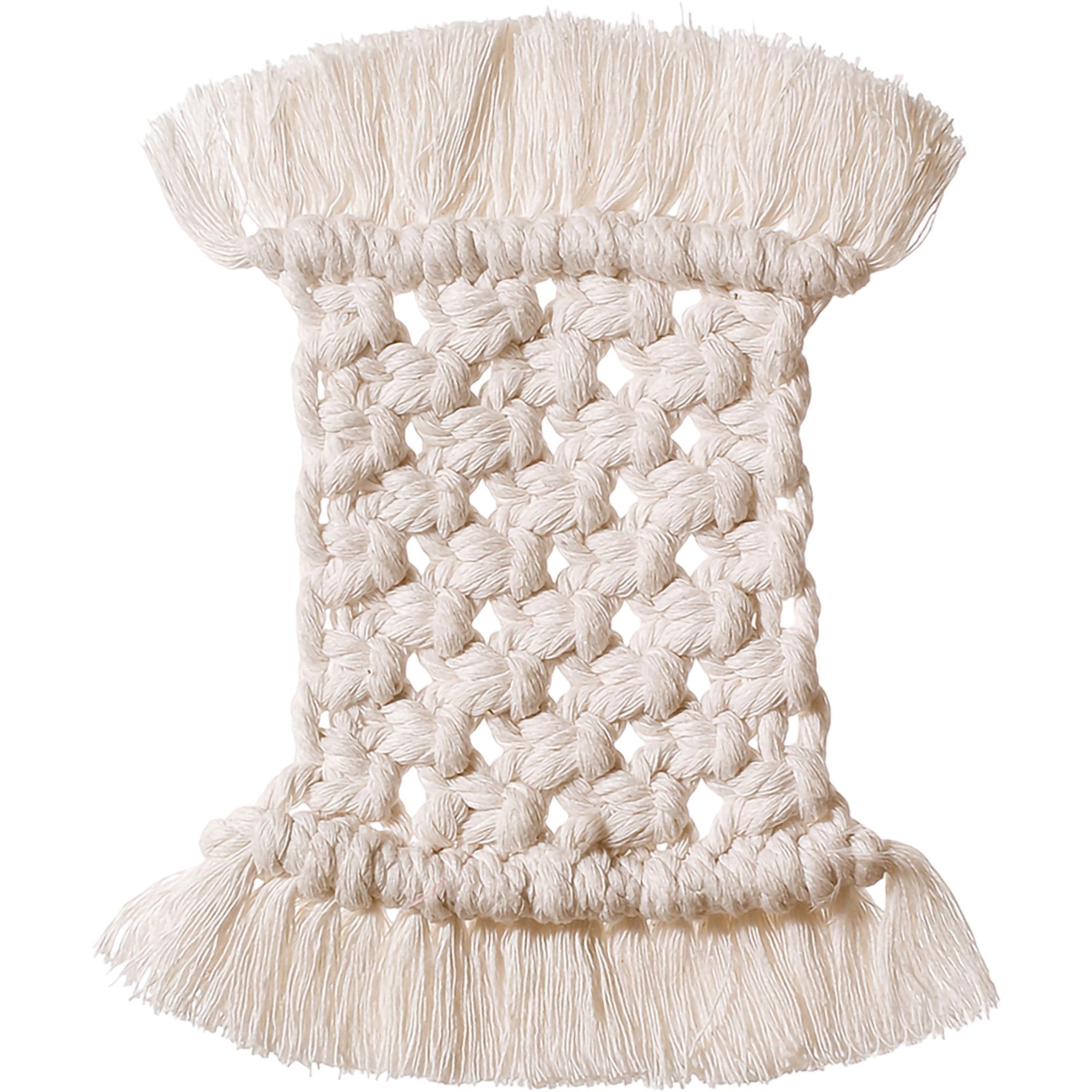 Anna-Kaci Woven Fiber Coaster with Fringe Detail for Tabletop Protection and Decorative Candle Display