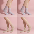 Anna-Kaci 4 Pairs Women's Lace Knit Crew Socks Lightweight Breathable Mesh Style with Elastic Cuff in Assorted Patterns