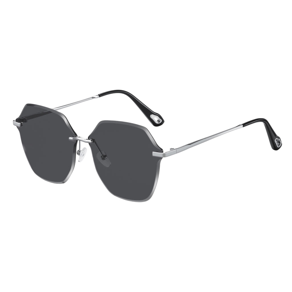 Anna-Kaci Women's Stylish Hexagonal Rimless Gradient Sunglasses for Fashion Looks