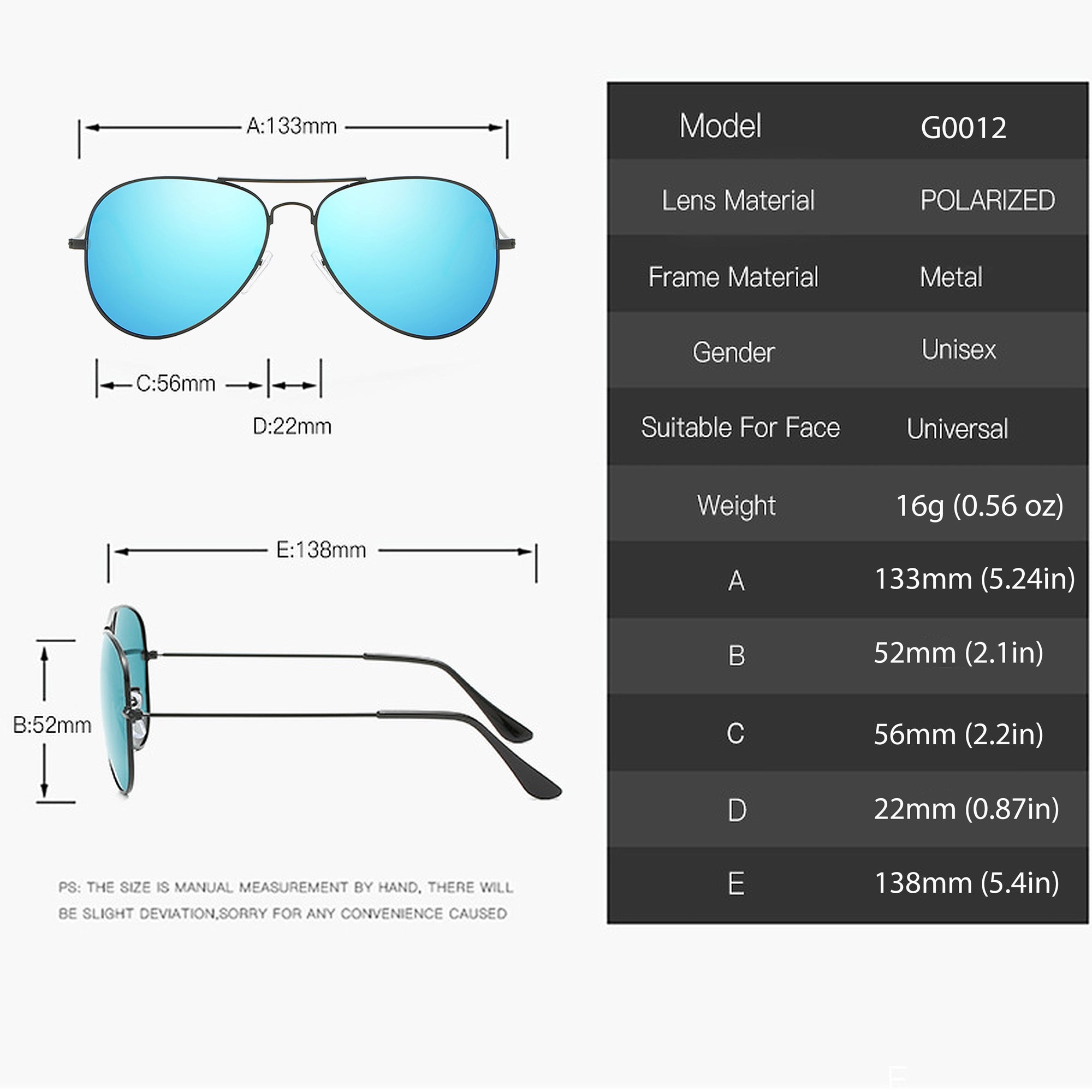Anna-Kaci Women's Classic Aviator Polarized Sunglasses UV400 Protection