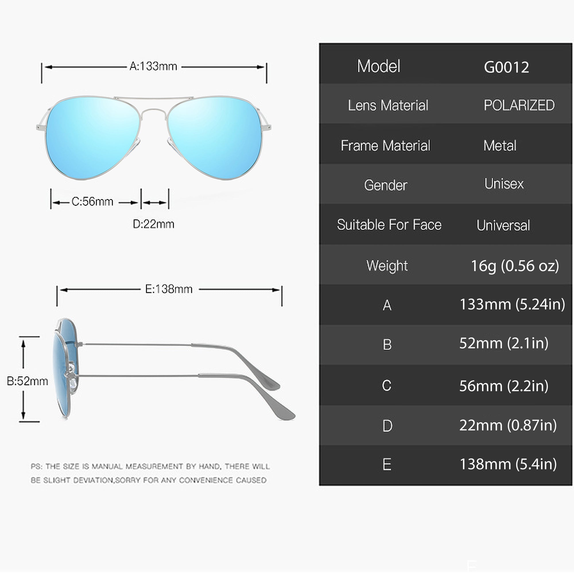 Anna-Kaci Women's Classic Aviator Polarized Sunglasses UV400 Protection