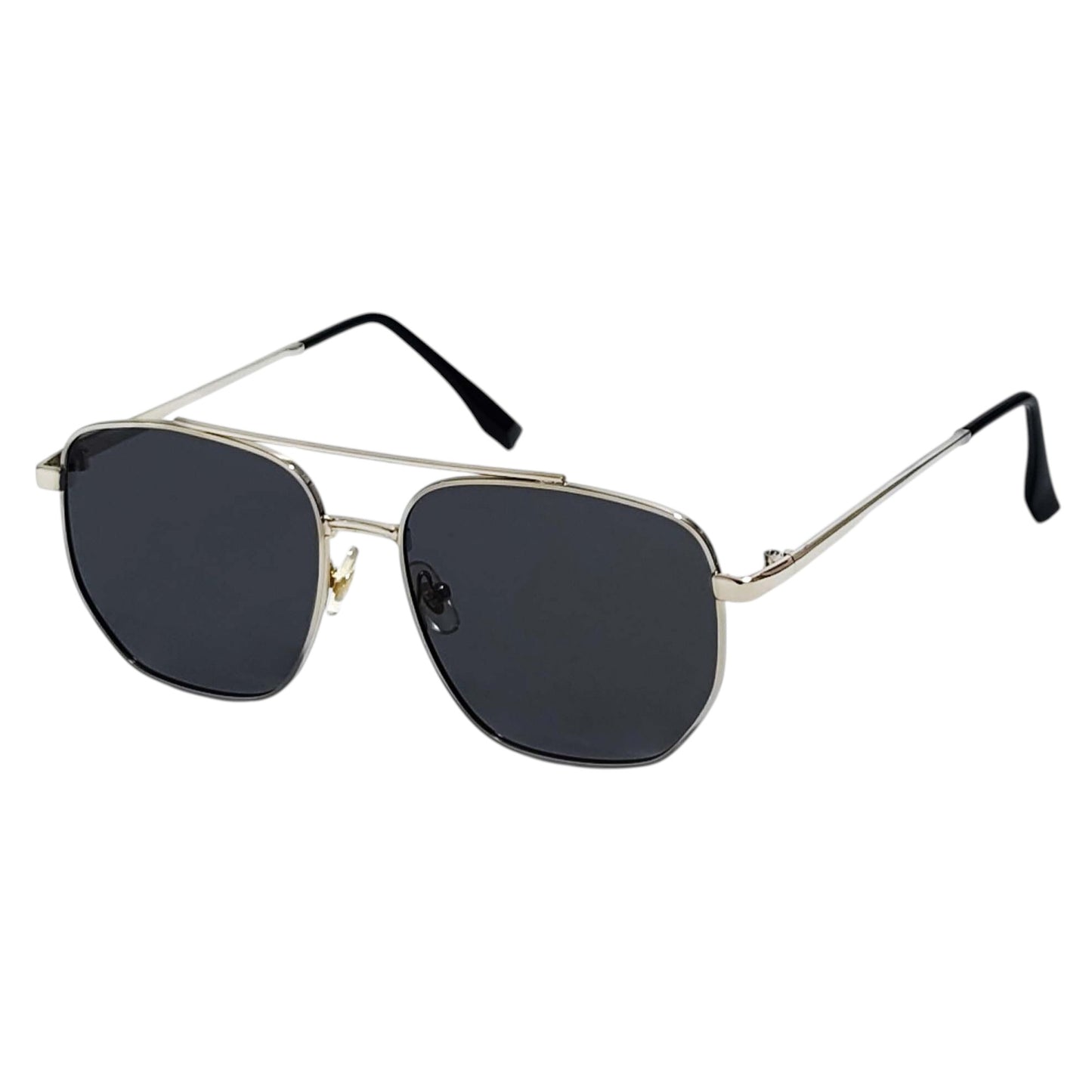 Anna-Kaci Women's Retro Square Aviator Sunglasses - Silver Frame with Black Lenses