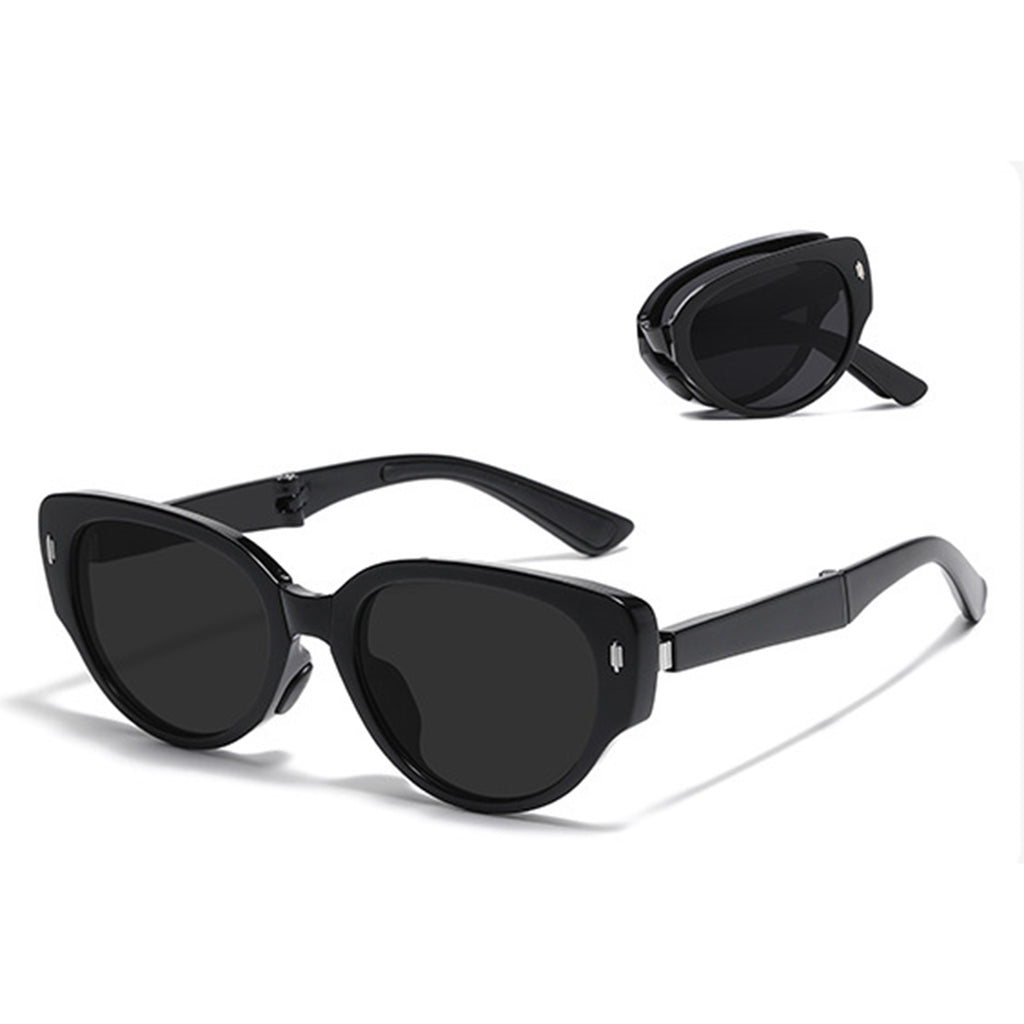 Anna-Kaci Women's Foldable Tortoiseshell Cat Eye Sunglasses with UV Protection and Compact Storage Case