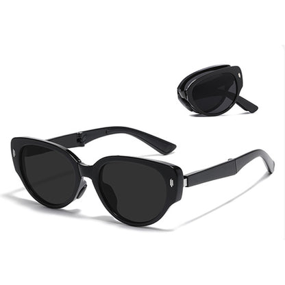 Anna-Kaci Women's Foldable Tortoiseshell Cat Eye Sunglasses with UV Protection and Compact Storage Case
