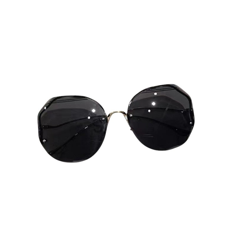 Anna-Kaci Women's Oversized Geometric Rimless Sunglasses with Gradient Lenses and Decorative Storage Case