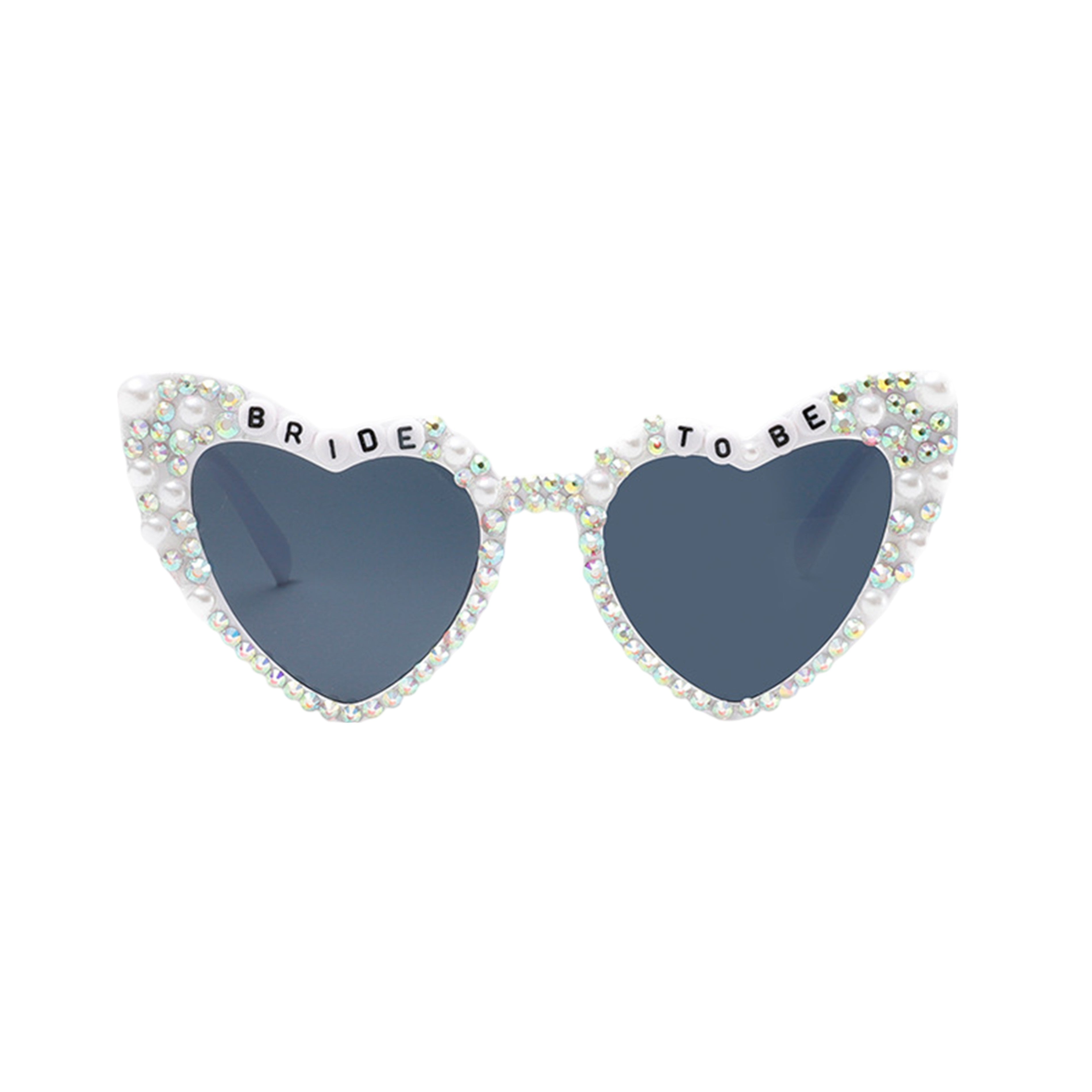 Anna-Kaci Women's Heart-Shaped Bride to Be Sunglasses with Rhinestone and Pearl Embellishments for Bachelorette Party
