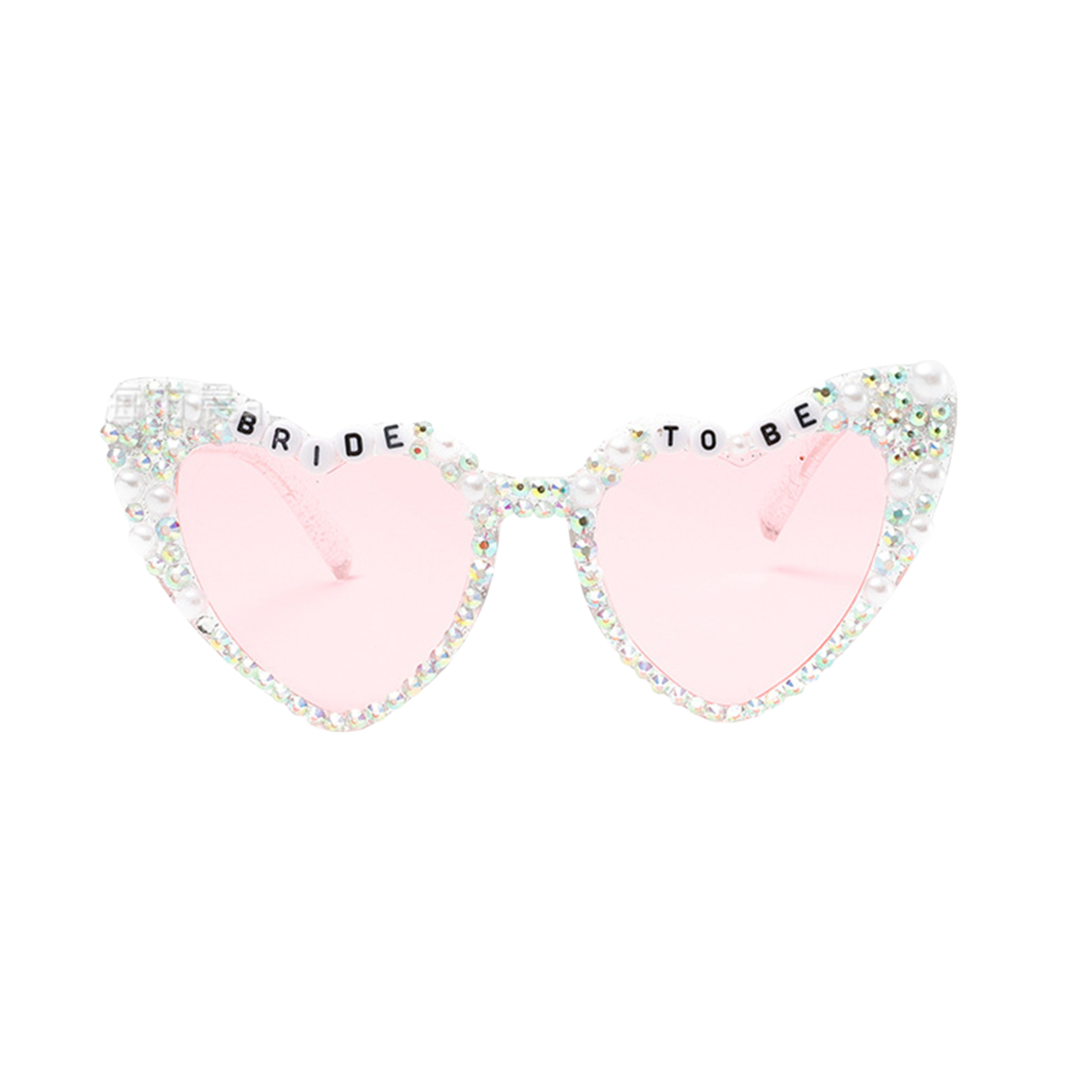 Anna-Kaci Women's Heart-Shaped Bride to Be Sunglasses with Rhinestone and Pearl Embellishments for Bachelorette Party
