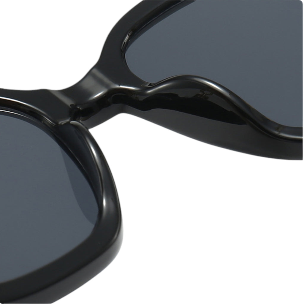 Anna-Kaci Women's Oversized Square Sunglasses with Cutout Chain Link Arms and Glamorous Metal Trim Detailing