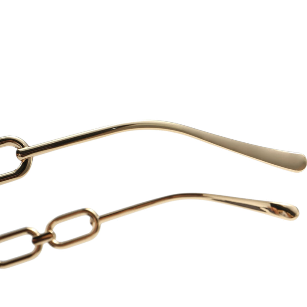 Anna-Kaci Women's Oversized Square Sunglasses with Cutout Chain Link Arms and Glamorous Metal Trim Detailing
