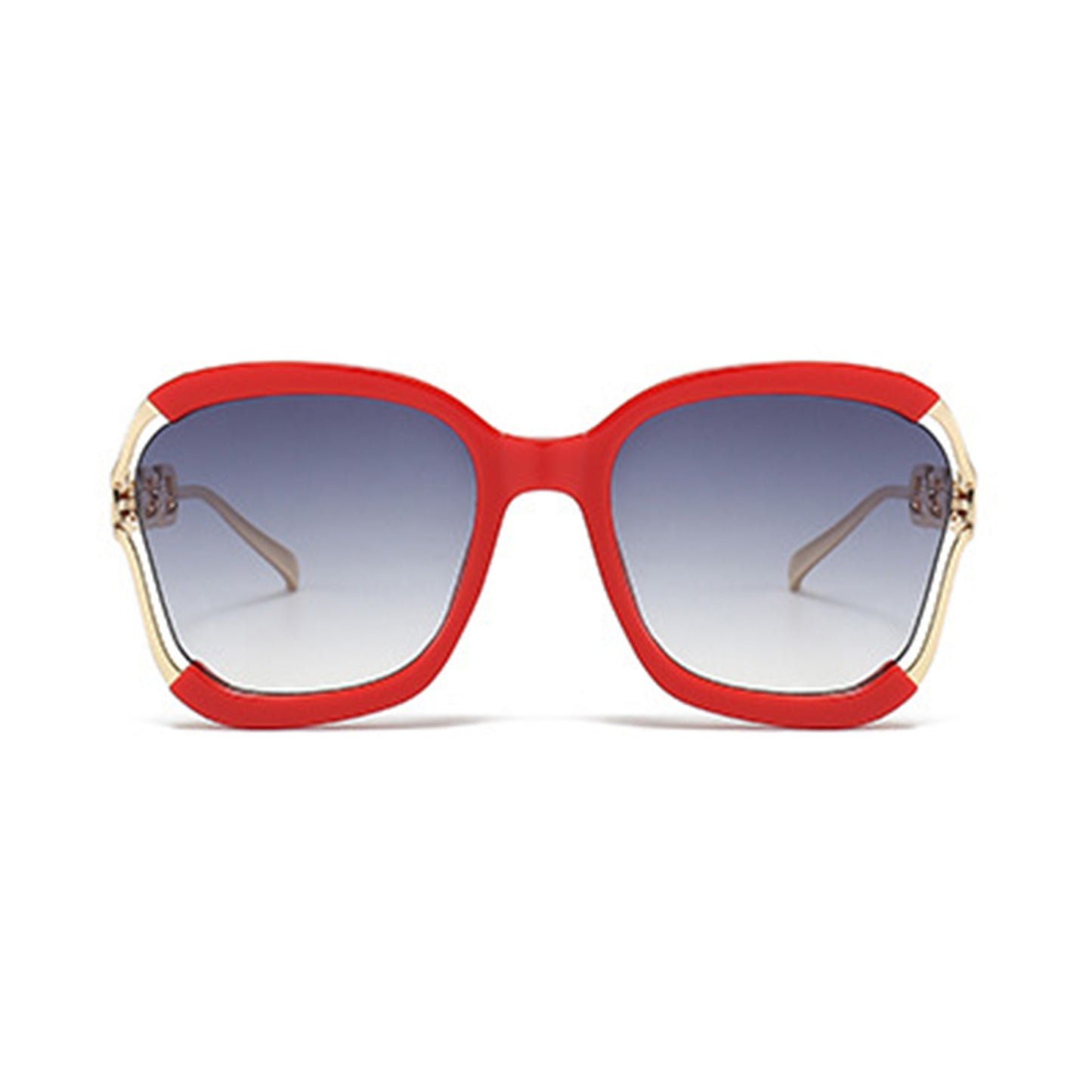 Anna-Kaci Women's Oversized Square Sunglasses with Cutout Chain Link Arms and Glamorous Metal Trim Detailing