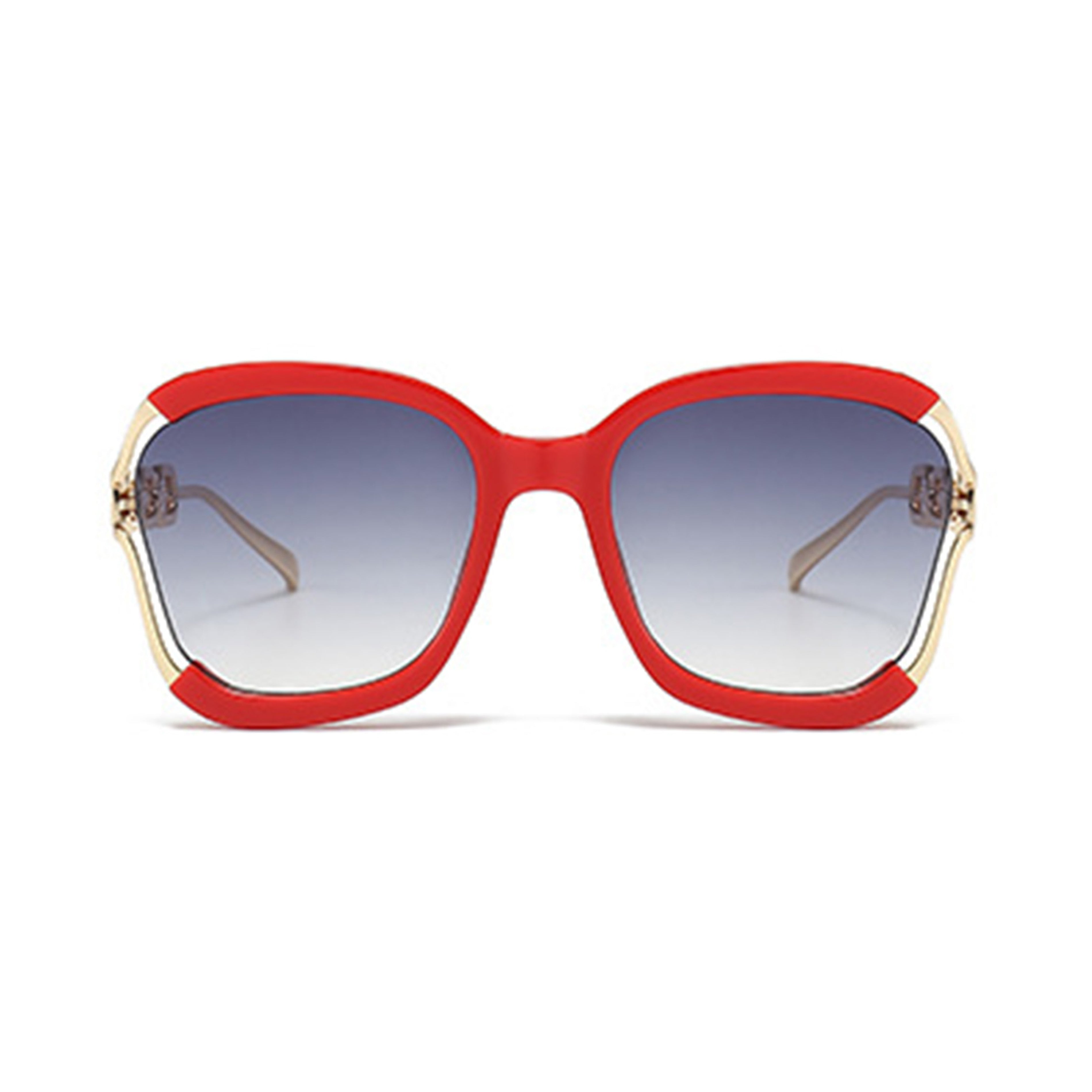 Anna-Kaci Women's Oversized Square Sunglasses with Cutout Chain Link Arms and Glamorous Metal Trim Detailing