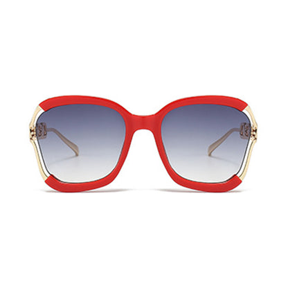 Anna-Kaci Women's Oversized Square Sunglasses with Cutout Chain Link Arms and Glamorous Metal Trim Detailing