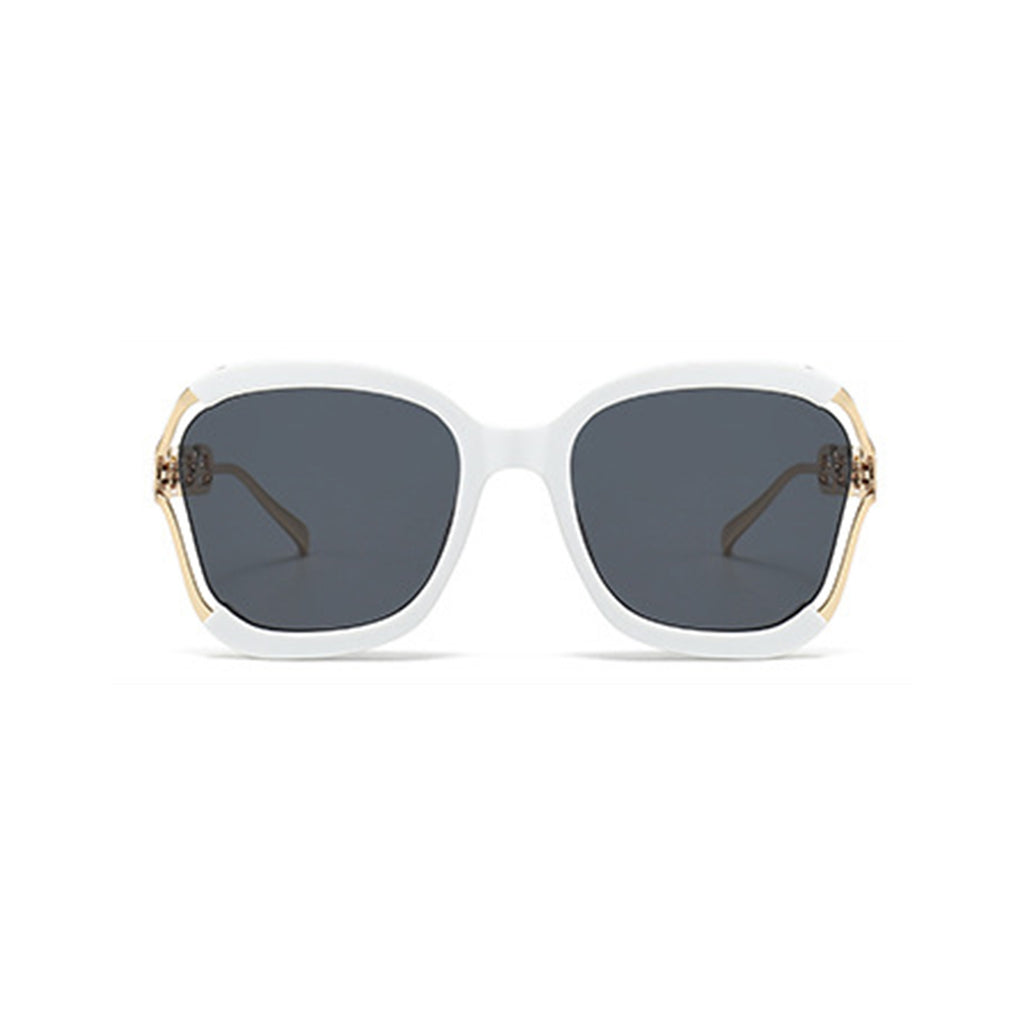 Anna-Kaci Women's Oversized Square Sunglasses with Cutout Chain Link Arms and Glamorous Metal Trim Detailing