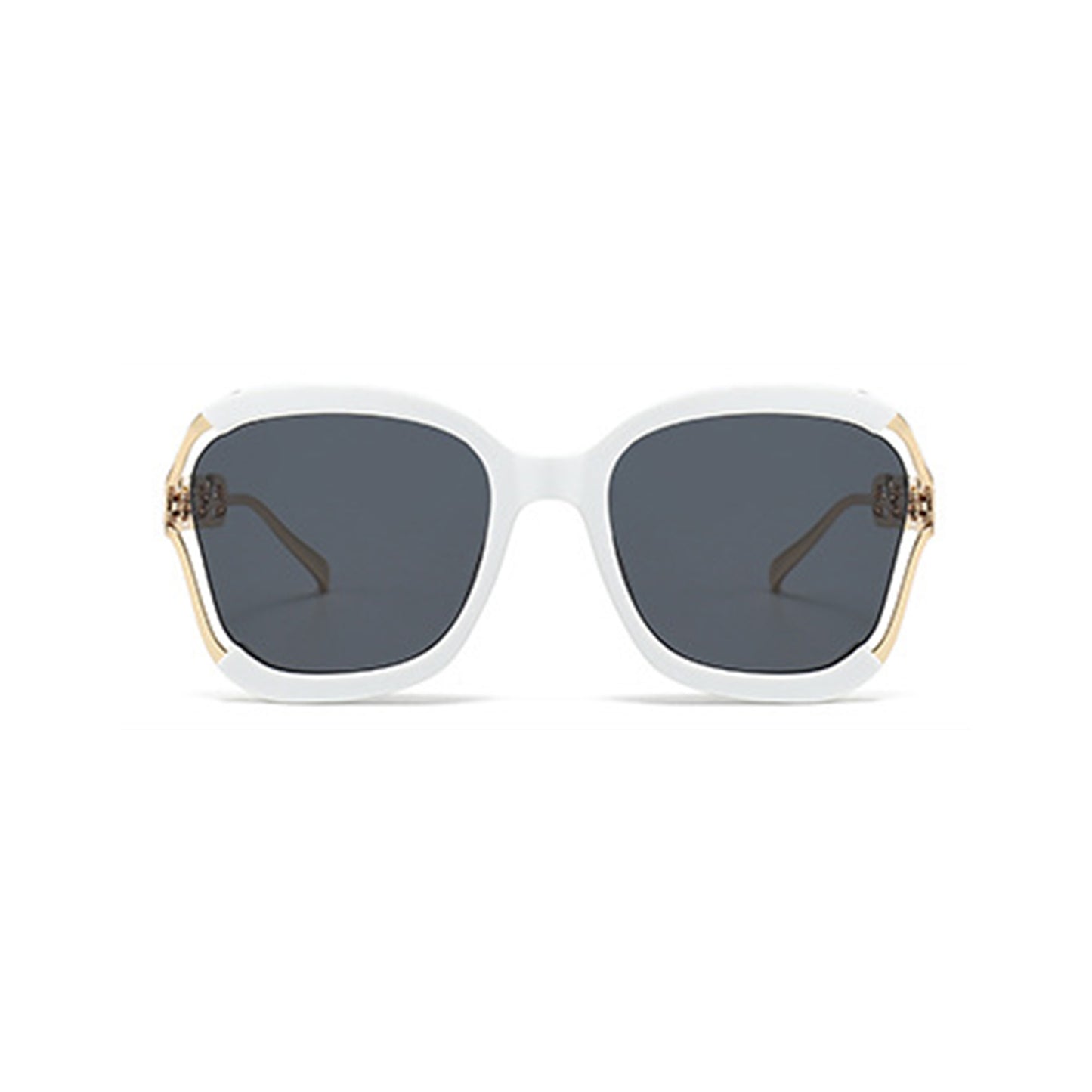 Anna-Kaci Women's Oversized Square Sunglasses with Cutout Chain Link Arms and Glamorous Metal Trim Detailing