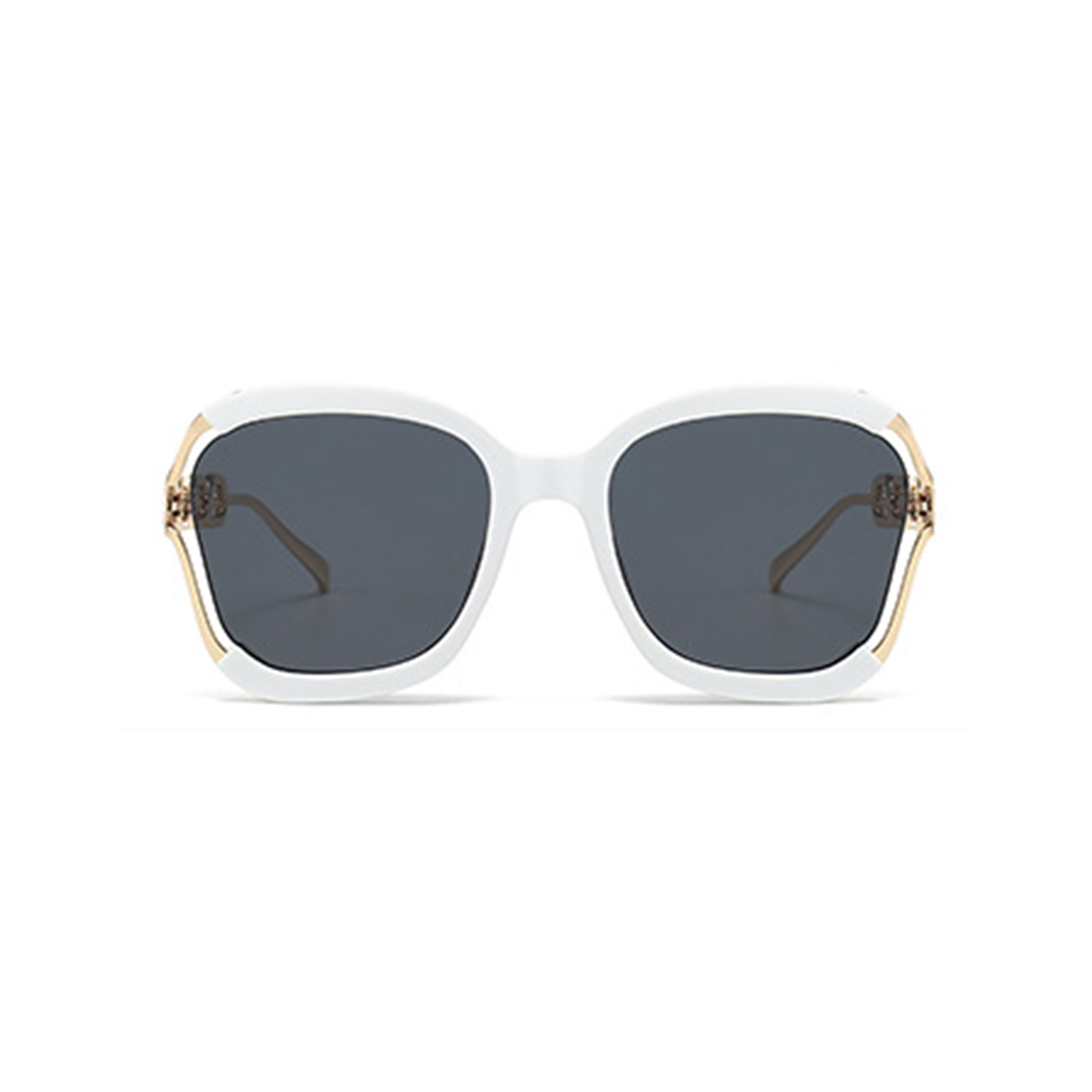 Anna-Kaci Women's Oversized Square Sunglasses with Cutout Chain Link Arms and Glamorous Metal Trim Detailing
