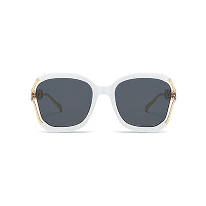 Anna-Kaci Women's Oversized Square Sunglasses with Cutout Chain Link Arms and Glamorous Metal Trim Detailing