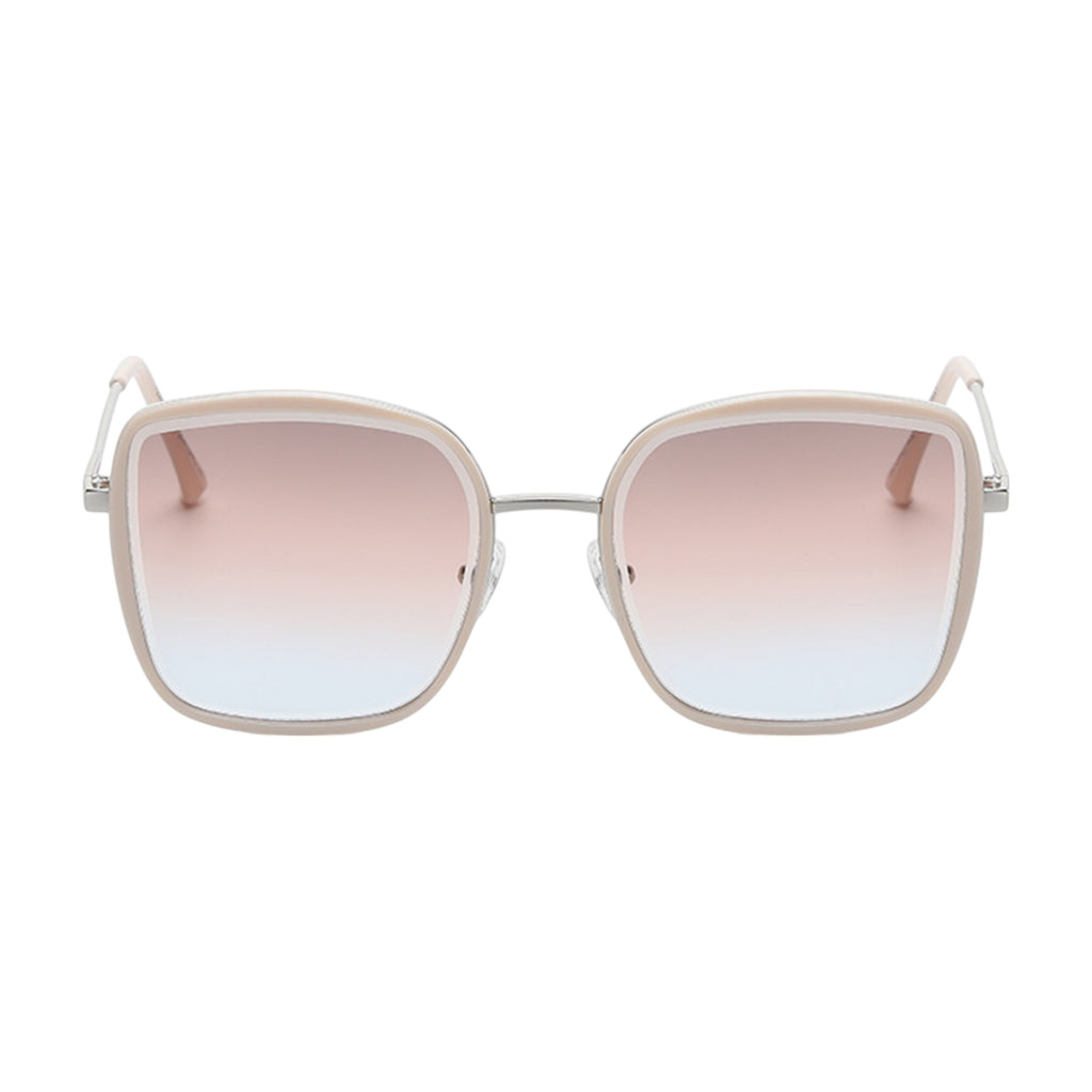 Anna-Kaci Women's Minimalist Square Frame Sunglasses with Slim Metal Arms and Flat Top Bridge Design for Everyday Wear
