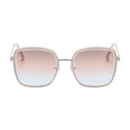Anna-Kaci Women's Minimalist Square Frame Sunglasses with Slim Metal Arms and Flat Top Bridge Design for Everyday Wear