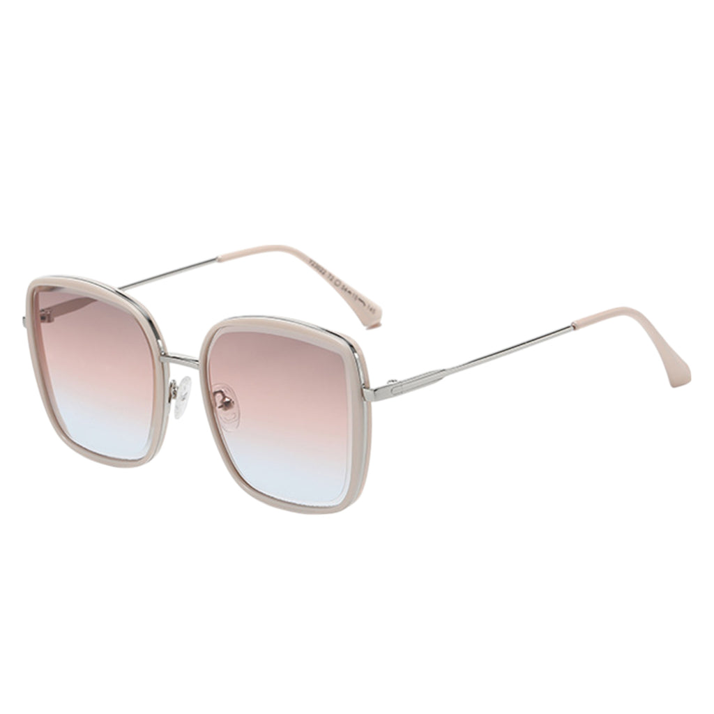 Anna-Kaci Women's Minimalist Square Frame Sunglasses with Slim Metal Arms and Flat Top Bridge Design for Everyday Wear