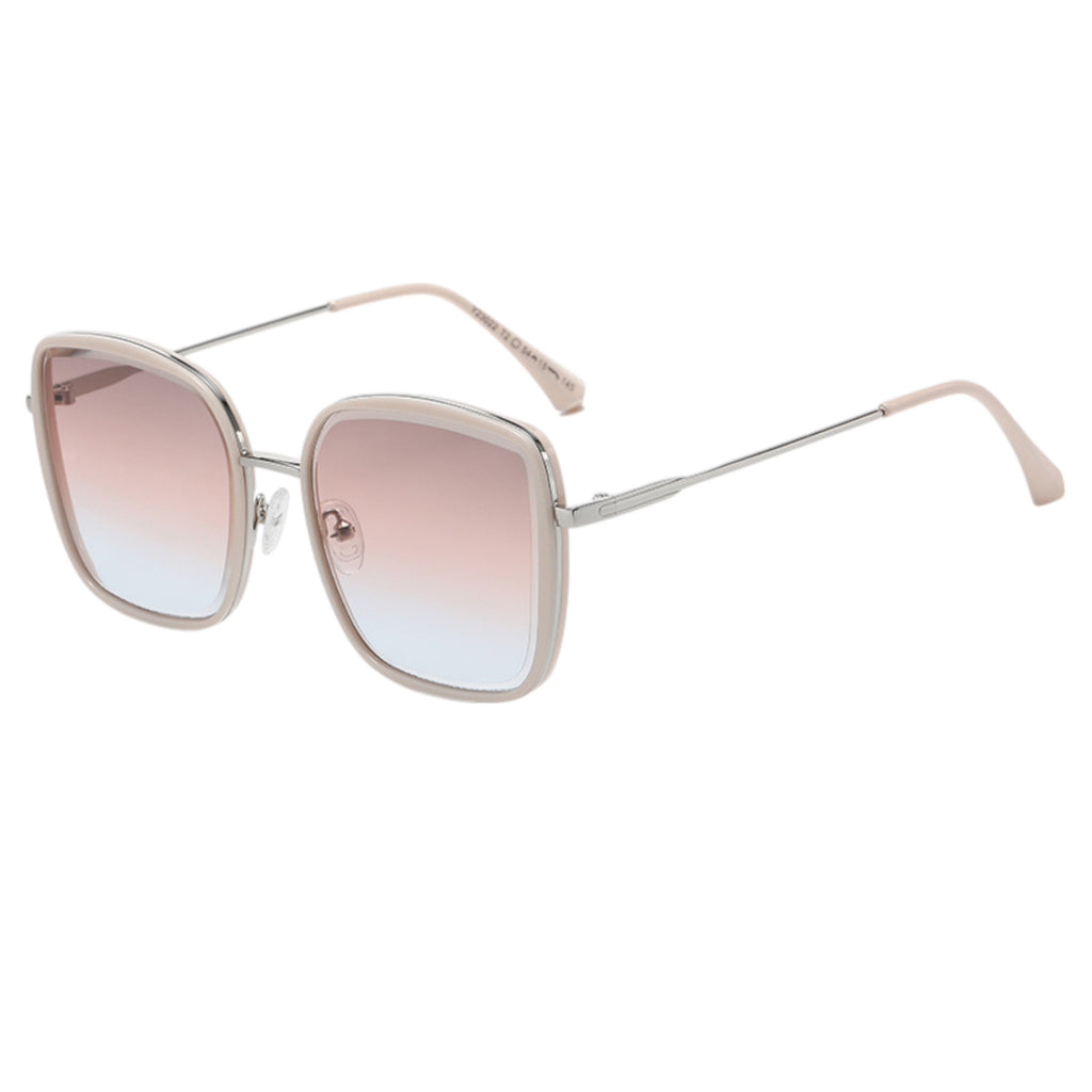 Anna-Kaci Women's Minimalist Square Frame Sunglasses with Slim Metal Arms and Flat Top Bridge Design for Everyday Wear