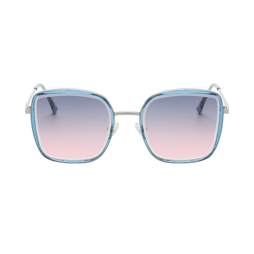 Anna-Kaci Women's Minimalist Square Frame Sunglasses with Slim Metal Arms and Flat Top Bridge Design for Everyday Wear