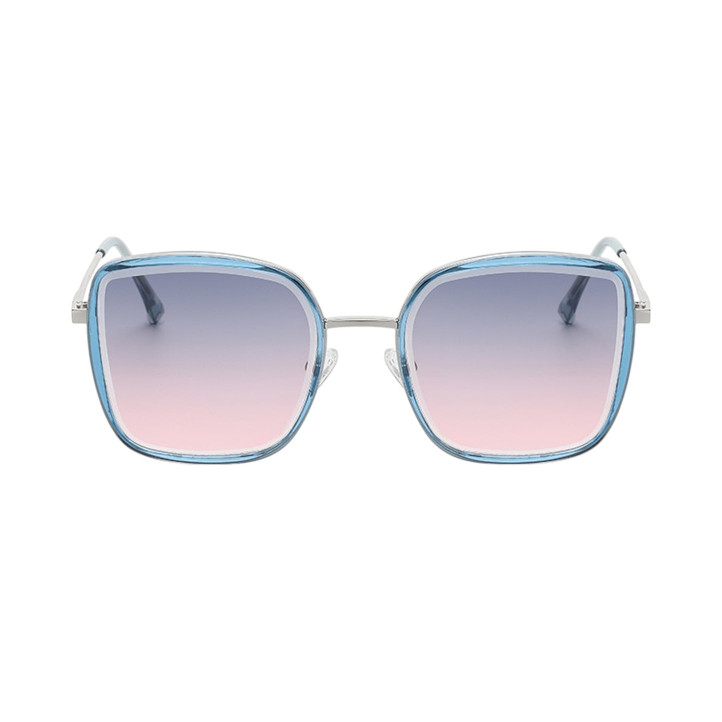 Anna-Kaci Women's Minimalist Square Frame Sunglasses with Slim Metal Arms and Flat Top Bridge Design for Everyday Wear