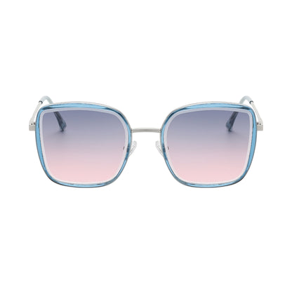 Anna-Kaci Women's Minimalist Square Frame Sunglasses with Slim Metal Arms and Flat Top Bridge Design for Everyday Wear