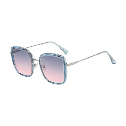 Anna-Kaci Women's Minimalist Square Frame Sunglasses with Slim Metal Arms and Flat Top Bridge Design for Everyday Wear