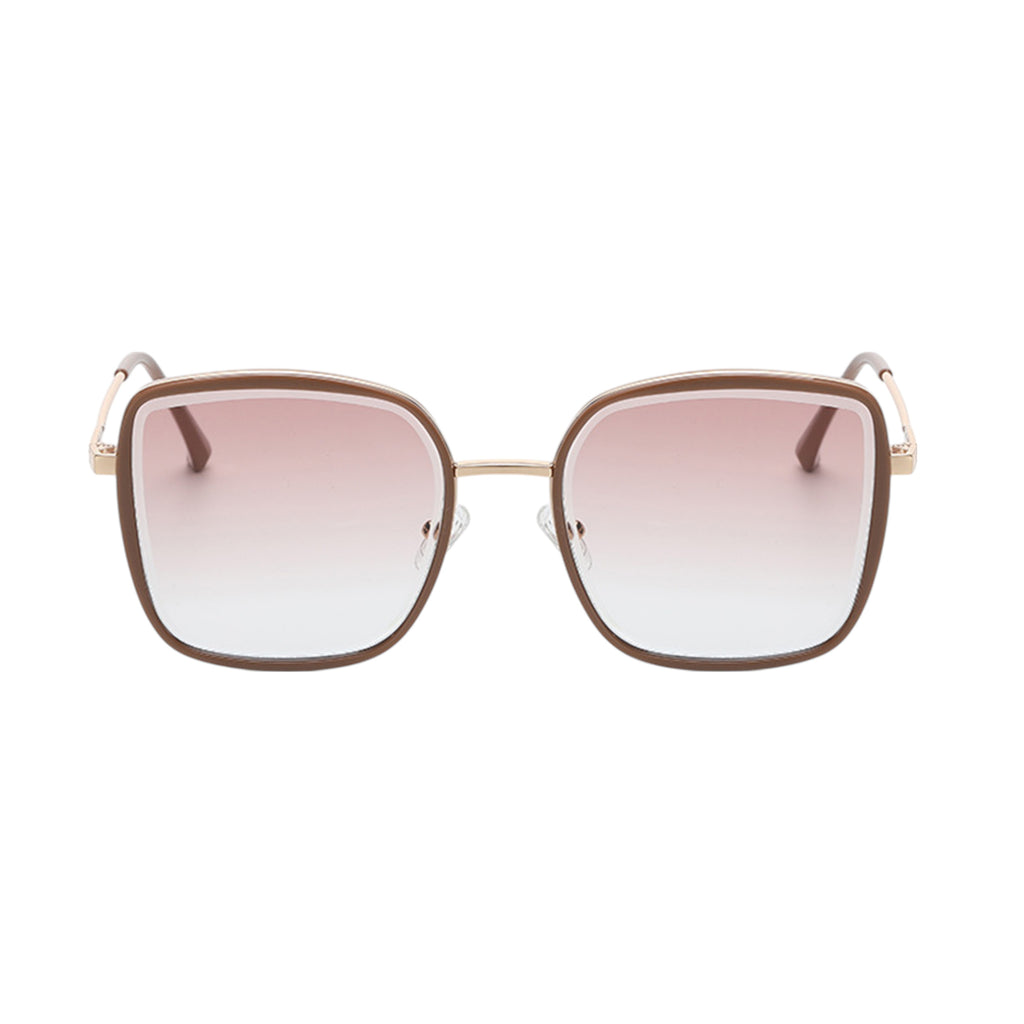 Anna-Kaci Women's Minimalist Square Frame Sunglasses with Slim Metal Arms and Flat Top Bridge Design for Everyday Wear