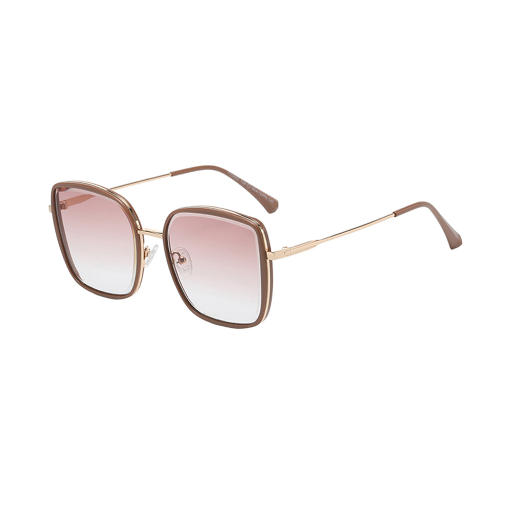Anna-Kaci Women's Minimalist Square Frame Sunglasses with Slim Metal Arms and Flat Top Bridge Design for Everyday Wear