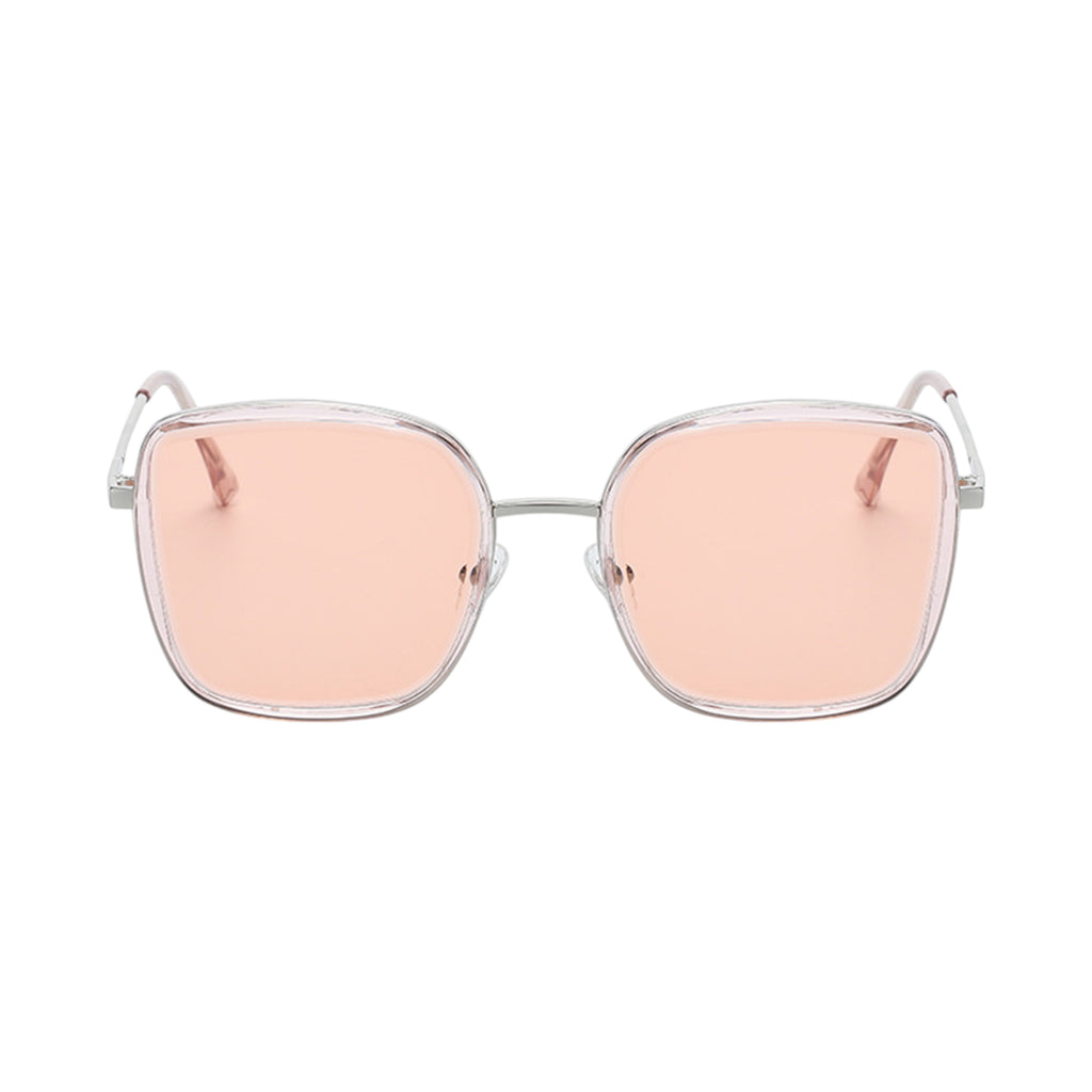 Anna-Kaci Women's Minimalist Square Frame Sunglasses with Slim Metal Arms and Flat Top Bridge Design for Everyday Wear