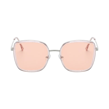 Anna-Kaci Women's Minimalist Square Frame Sunglasses with Slim Metal Arms and Flat Top Bridge Design for Everyday Wear