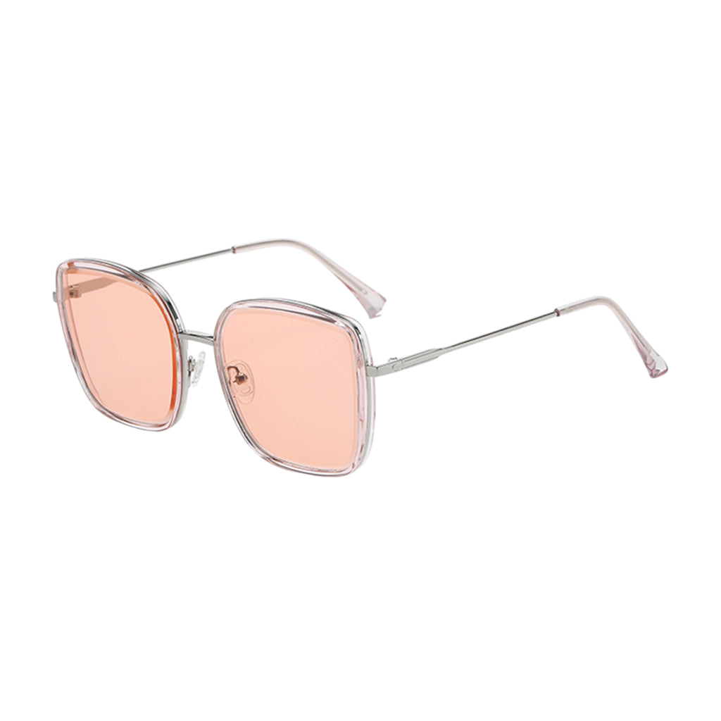 Anna-Kaci Women's Minimalist Square Frame Sunglasses with Slim Metal Arms and Flat Top Bridge Design for Everyday Wear