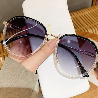 Anna-Kaci Women's Fashion Round Gradient Lens Sunglasses with Metal Arms and Transparent Frame Design for Modern Everyday Style
