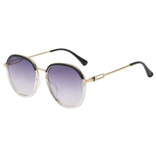 Anna-Kaci Women's Fashion Round Gradient Lens Sunglasses with Metal Arms and Transparent Frame Design for Modern Everyday Style