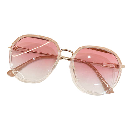 Anna-Kaci Women's Fashion Round Gradient Lens Sunglasses with Metal Arms and Transparent Frame Design for Modern Everyday Style