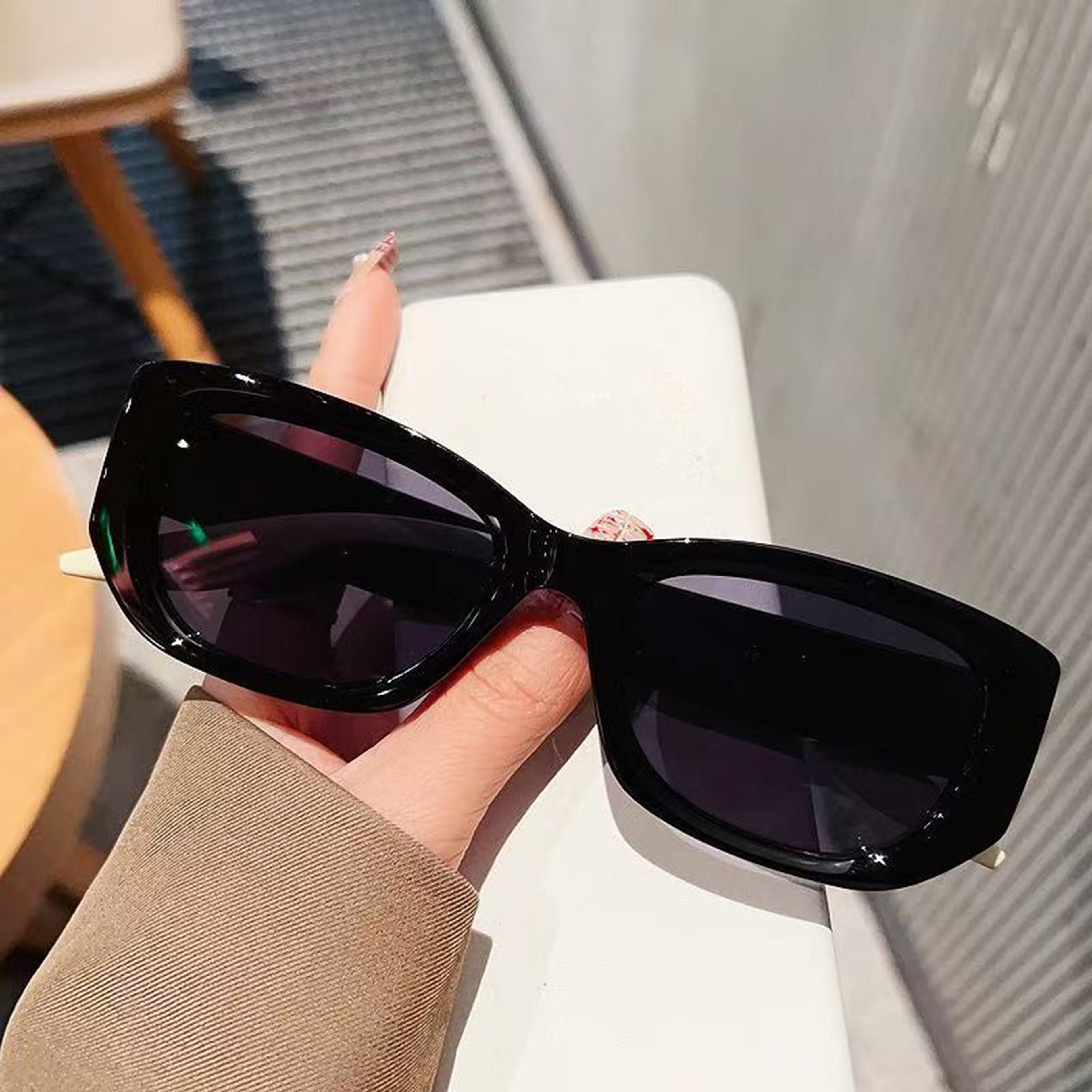 Anna-Kaci Women's Retro Thick Frame Cat Eye Sunglasses with Contrasting Arms and UV400 Protective Lenses for Bold Everyday Looks