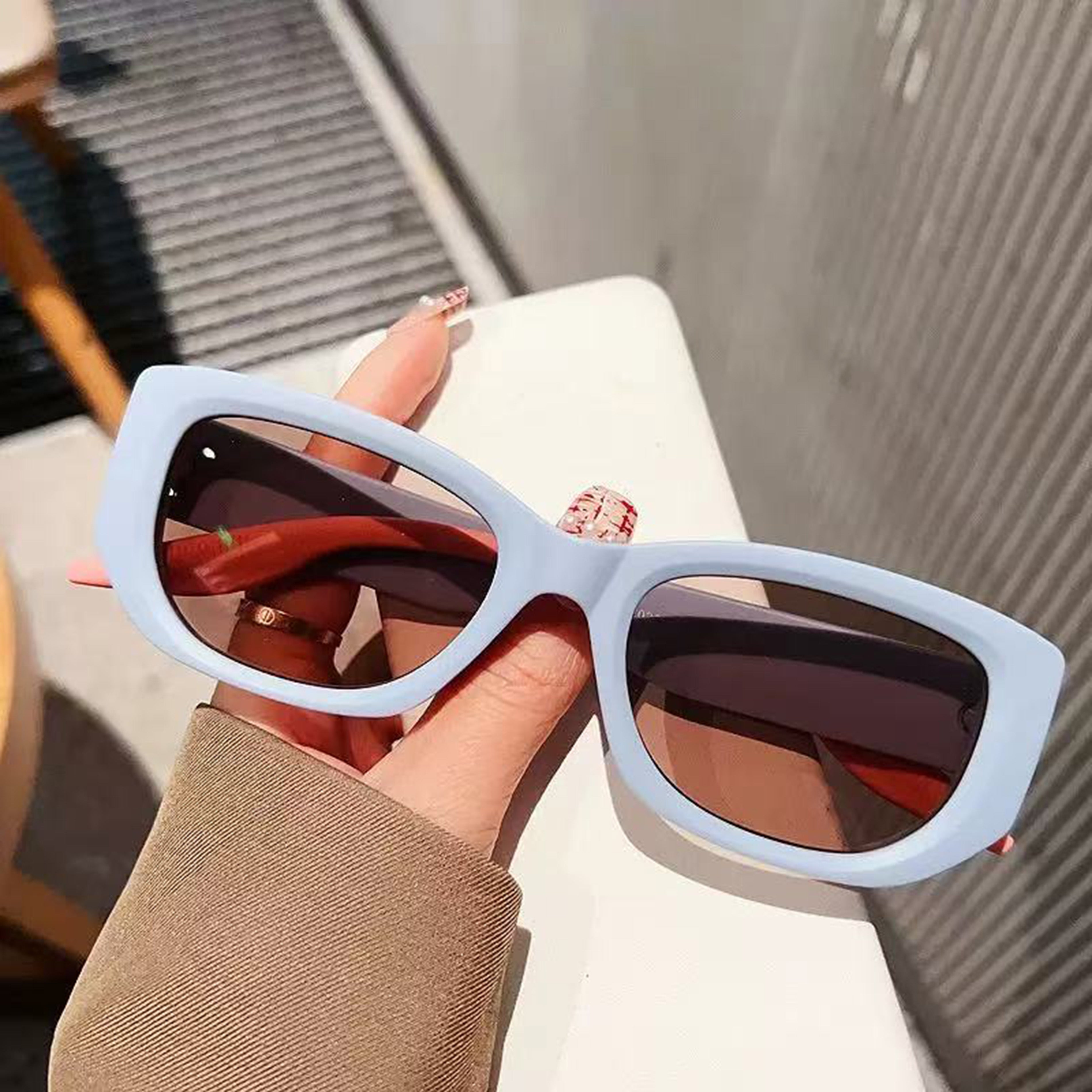 Anna-Kaci Women's Retro Thick Frame Cat Eye Sunglasses with Contrasting Arms and UV400 Protective Lenses for Bold Everyday Looks