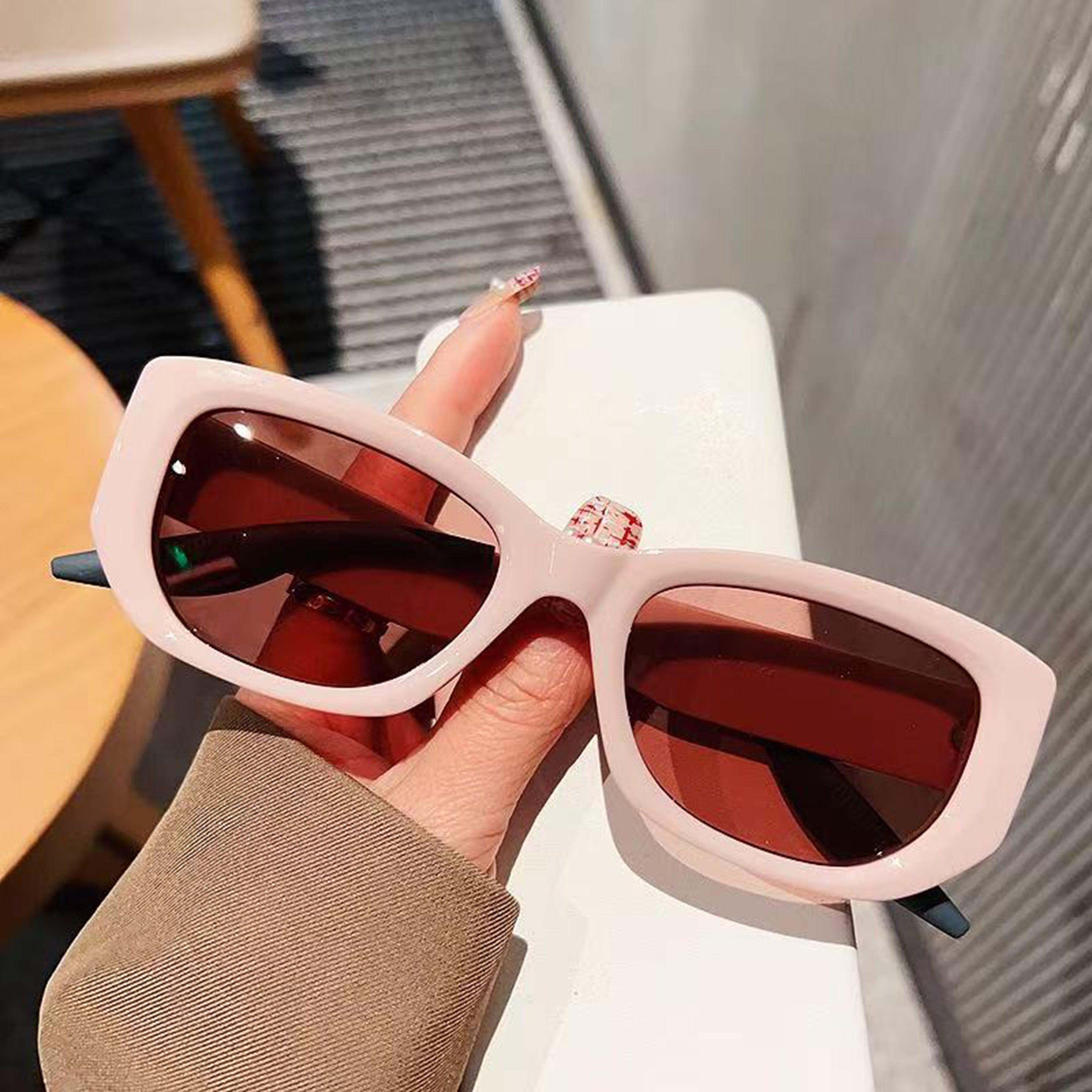 Anna-Kaci Women's Retro Thick Frame Cat Eye Sunglasses with Contrasting Arms and UV400 Protective Lenses for Bold Everyday Looks