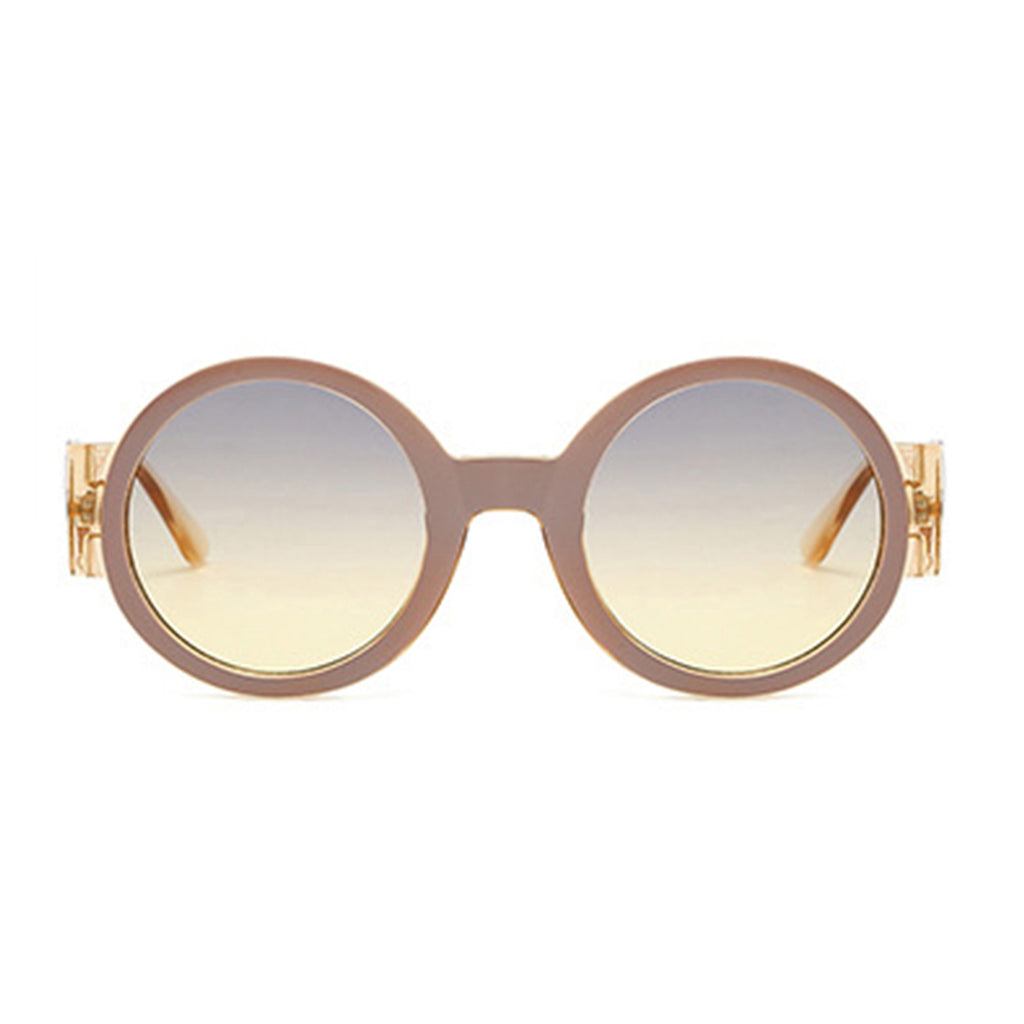 Anna-Kaci Women's Round Frame Sunglasses with Gold Temple Hardware and UV400 Lenses for Retro Modern Style