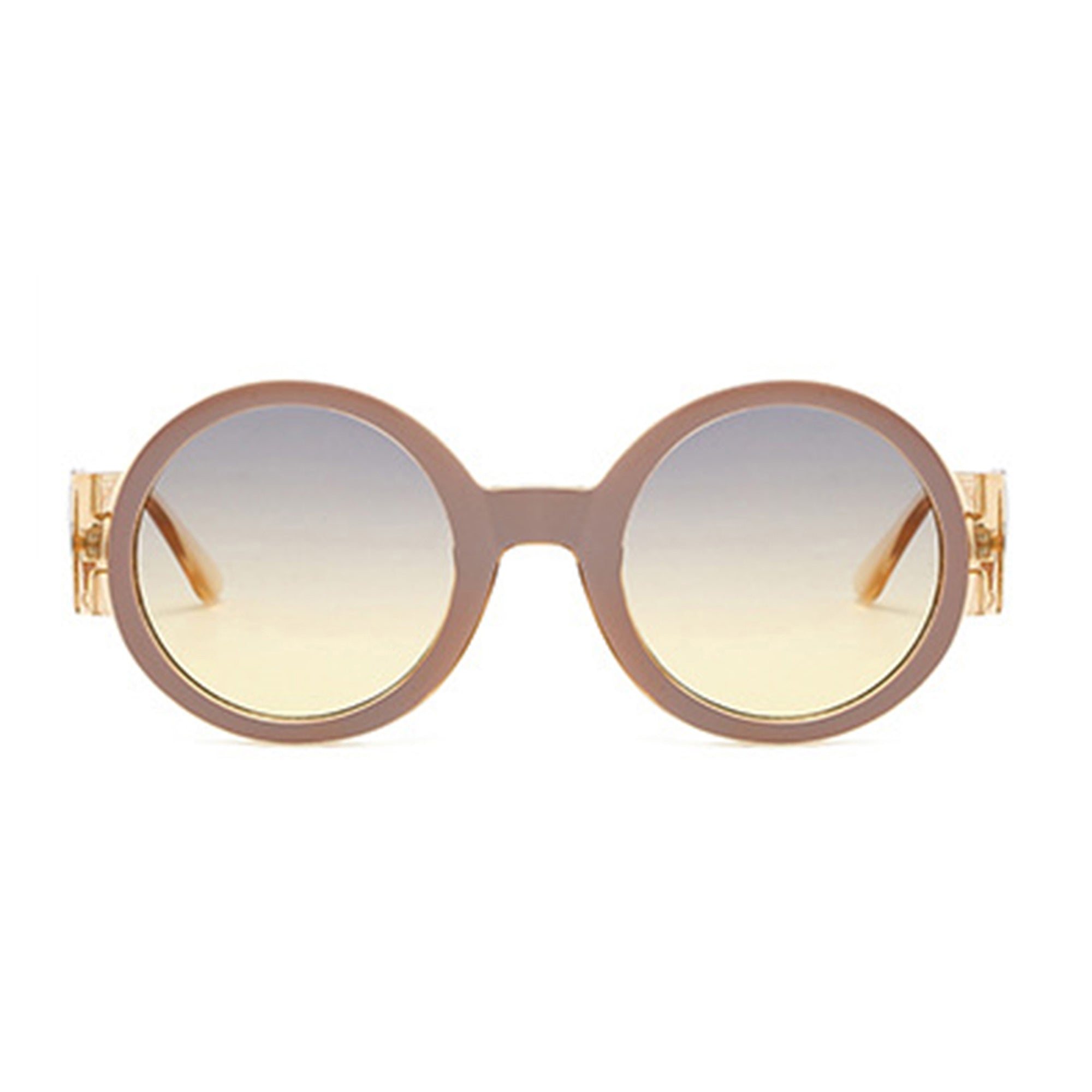 Anna-Kaci Women's Round Frame Sunglasses with Gold Temple Hardware and UV400 Lenses for Retro Modern Style