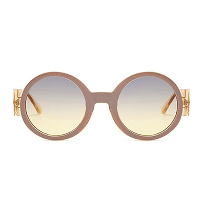 Anna-Kaci Women's Round Frame Sunglasses with Gold Temple Hardware and UV400 Lenses for Retro Modern Style