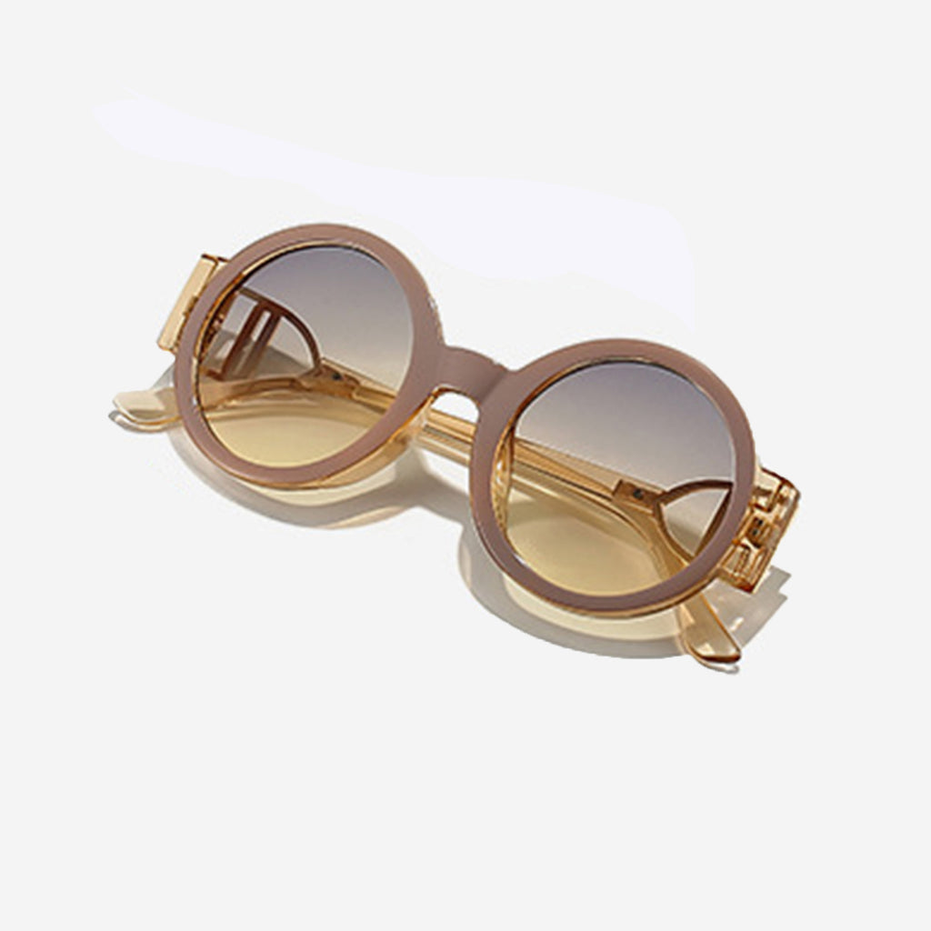 Anna-Kaci Women's Round Frame Sunglasses with Gold Temple Hardware and UV400 Lenses for Retro Modern Style
