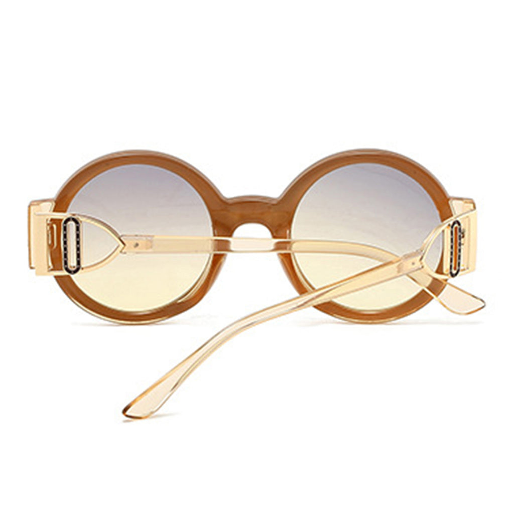 Anna-Kaci Women's Round Frame Sunglasses with Gold Temple Hardware and UV400 Lenses for Retro Modern Style