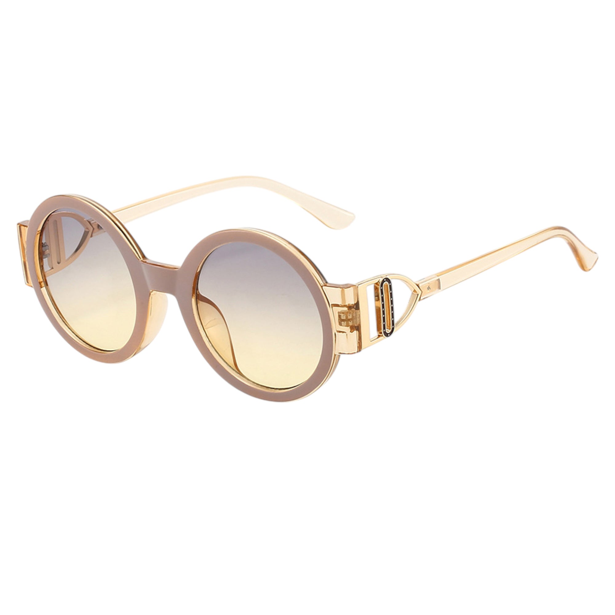 Anna-Kaci Women's Round Frame Sunglasses with Gold Temple Hardware and UV400 Lenses for Retro Modern Style