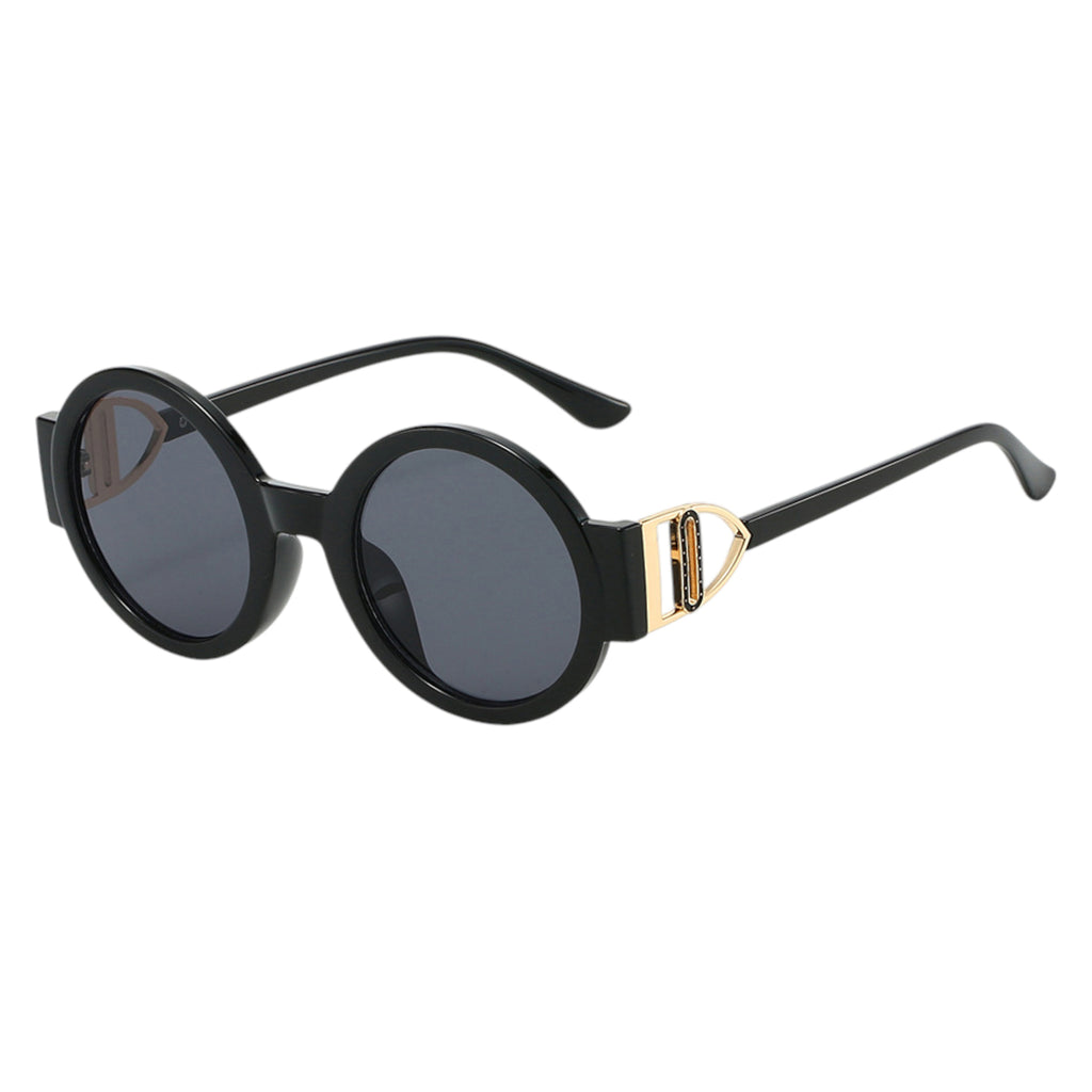 Anna-Kaci Women's Round Frame Sunglasses with Gold Temple Hardware and UV400 Lenses for Retro Modern Style