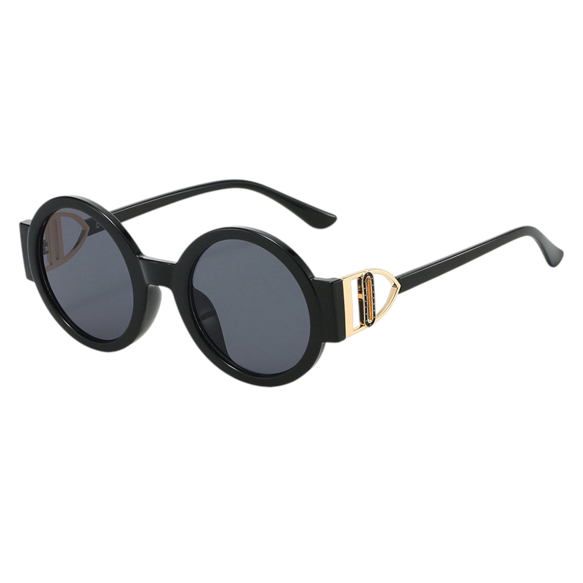 Anna-Kaci Women's Round Frame Sunglasses with Gold Temple Hardware and UV400 Lenses for Retro Modern Style
