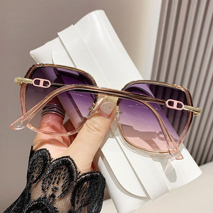 Anna-Kaci Women's Oversized Square Sunglasses with Dual Layer Frame and Gold Temple Accent UV400 Dark Lenses
