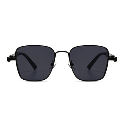 Anna-Kaci Unisex Geometric Square Sunglasses with Metal Frame and Industrial Side Bar Detailing